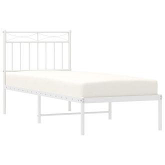 vidaXL Estructura Cama Sin Colch&oacute;n Con Cabecero Metal Blanco 80x200 Cm Vidaxl