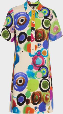 Libertine - Libertine Gouache Printed Preppy Mini Polo Dress