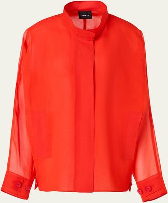 Akris Huma Silk Georgette Oversized Parka Jacket