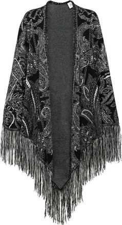 Philipp Plein Jassen, Dames, Zwart, S, Wol, Knit Cape Paisley