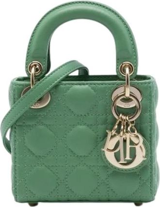 Dior Pre-owned Micro Lady Mini Bag - Dames - Vintage Mini Tas - Groen - ONE Size - Leer - Vintage