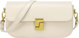 Generic Compatible For Womens Layered Leather Shoulder Bag, Small Square Handbag(White)