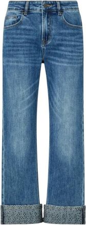Liu Jo Rechte Jeans met Micro-strass en Boord - Dames - Regular Fit Jeans - Blauw - W27 - Katoen - Jeans