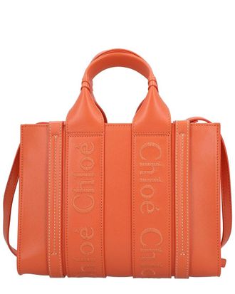 Chlo&eacute; Orange Leather Small Woody Tote, Never Carried (Authentic Pre-Loved)