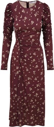 Mar De Margaritas Midi Jurk met Zijplooien en Kleine Knoopjes - Dames - Casual kleedjes - Rood - M - Kleedjes