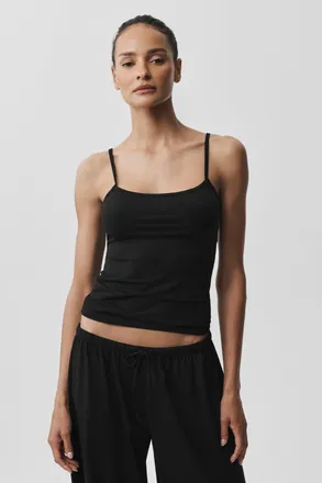 Alo Alosoft Finesse Cami Tank Top in Black, Size: Medium
