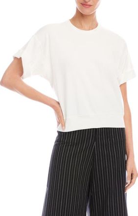 Karen Kane Cuffed Sleeve Rib T-Shirt in Off White at Nordstrom, Size X-Small