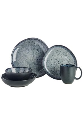 Novel Kombiservice, Grau, Keramik, 10-teilig, Farbverlauf, 390 ml,725 ml, Lfgb, Handmade Quality, lebensmittelecht, Geschirr, Geschirrsets