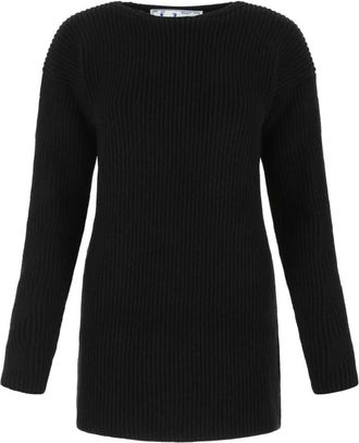 Off-white Stijlvolle Gebreide Collectie - Dames - Ronde hals truien - Zwart - XS - Wol - Truien & Vesten