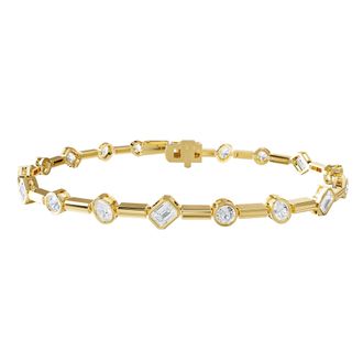 Diamond2Deal 18k Vermeil Plated Silver 2.8 ct Multi Shape Lab Grown Diamond Bangle Bracelet 7