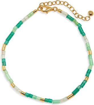 Monica Vinader Delphi Beaded Bracelet in 18K Gold Vermeil /Green Onyx at Nordstrom