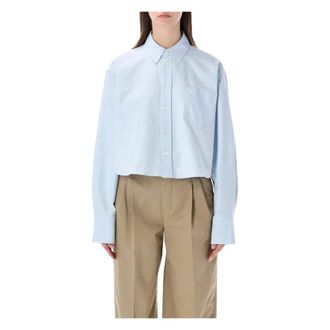 Ami Shirts, female, Blue, Size: XS De Coeur Cropped Oversized Shirt