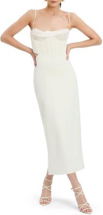 Bardot Martini Corset Cutout Midi Dress in Ivory at Nordstrom, Size 10