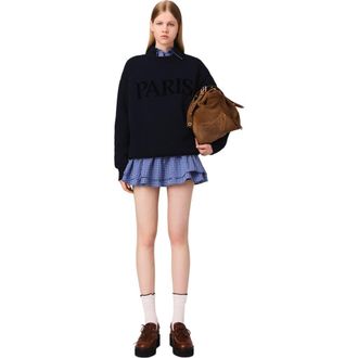 Maje Paris embossed logo sweatshirt in Navy at Nordstrom, Size X-Small