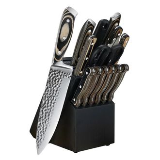 OEM Juego De Cuchillos De Cocina, Material De Acero Inoxidable, Afilador Incorporado, Negro