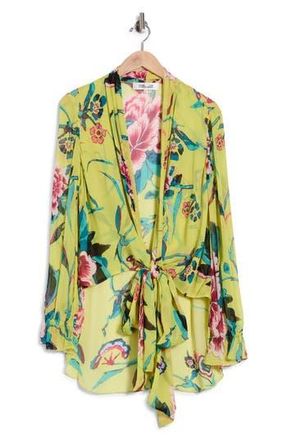 Diane Von F&uuml;rstenberg Doris Long Sleeve Top in Dancing Rose Scale Mix at Nordstrom Rack, Size 10