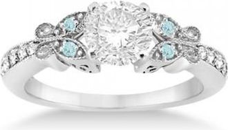 Allurez Butterfly Diamond & Aquamarine Engagement Ring Platinum (0.20ct)