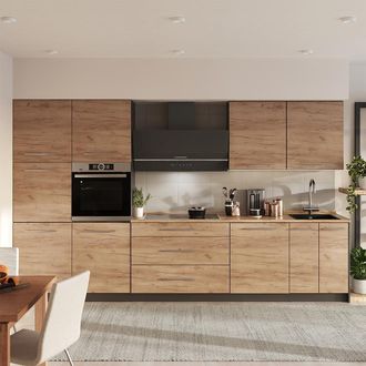 Vicco Mueble De Cocina Fame-line, Roble Dorado/antracita, 340 Cm, Et Roble, Vicco