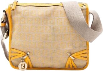 Fendi Pre-owned Canvas Crossbody Bag - Dames - Vintage Schoudertas - Geel - ONE Size - Leer - Vintage