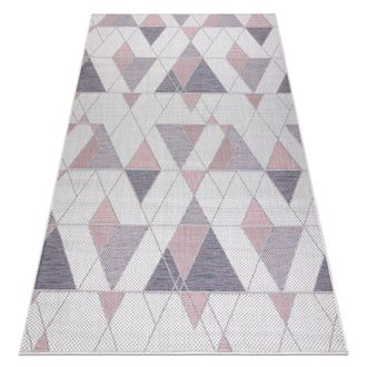 RugsX Rugsx - Alfombra Sisal Sion Geom&eacute;trico, Triangulos 3006 Tejido Plano Ecru / Rosado Multicolour 160x220 Cm