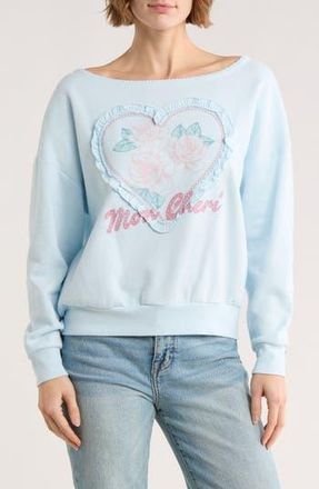 Vinyl Icons Mon Cheri Fleece Graphic Sweatshirt in Light Blue at Nordstrom Rack, Size X-Small