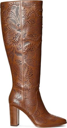 Lauren Ralph Lauren Leren laarzen met uitgesneden bloemen - Bruin