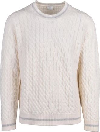 Eleventy Truien & Vesten, Heren, Wit, L, Wol, Pullover met ronde hals
