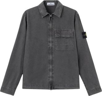 Stone Island Overshirt met ritssluiting - Heren - Zomerjassen - Grijs - XL - Katoen - Jassen