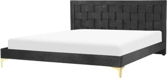 Beliani Bed Velvet LIMOUX 180 x 200 cm (EU Super King) Black