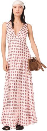 Maje Patterned silk dress in Red Small Flowers Print at Nordstrom, Size 40 Eu