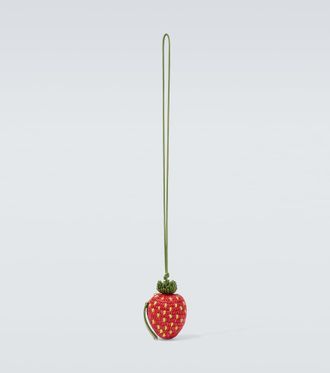 Loewe Strawberry raffia coin purse with strap