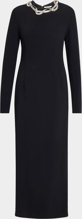 The Row Mitsuko Crystal Long-Sleeve Maxi Dress