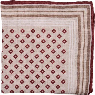 Brunello Cucinelli Mens Barbera Camel Wool Geometric Pocket Square
