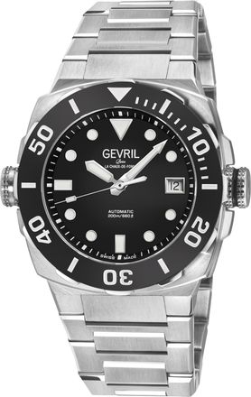 Gevril Group Mens Fortuna 316L Stainless Steel Case, Black Bezel, Enamel dial, Bracelet. - Silver - One Size