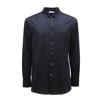 Paolo Pecora Heren, Overhemden, Blauw, Maat: L Katoen