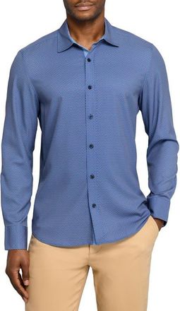 ConStruct Hexagon Geo Woven Long Sleeve Basic in Orange/blue at Nordstrom, Size Medium