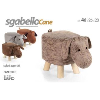Trade Shop Kaela - Pouf Cane Bambini Sgabello Poggiapiedi Imbottito Piedi Legno 46x26x28 Cm 808692