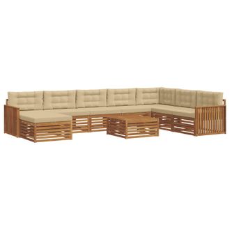 vidaXL Conjunto De Sof&aacute;s De Exterior 9 Uds. Natural Y Beige Vidaxl