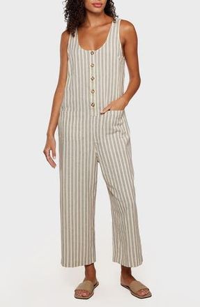 Matty M Francis Straight Leg Linen Blend Jumpsuit in Natural/Sage at Nordstrom Rack, Size X-Large