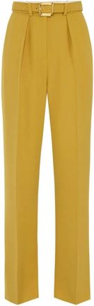 Elisabetta Franchi Mosterdgele Broek met Zakken - Dames - Wijde Broeken - Beige - L - Broeken
