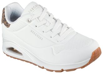 Skechers Sneaker SKECHERS UNO-JUNGLE NITE, Damen, Gr. 35, bunt (wei&szlig;, leo), Lederimitat, animal-print, Schuhe Sneaker, Schn&uuml;rschuh, Freizeitschuh mit Wedge-Abs