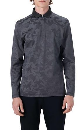 Bugatchi Three-Button Long Sleeve Polo in Graphite at Nordstrom Rack, Size Small