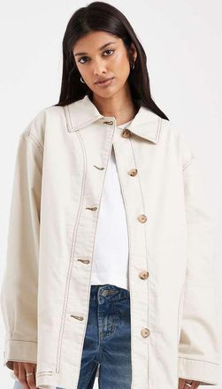 Asos Maternity ASOS DESIGN Maternity - Giacca harrington oversize in cotone color avena-Neutro