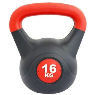 Softee Softee - Kettlebell Pvc Rellenas De Cemento - Peso 16kg - Rojo Y Negro