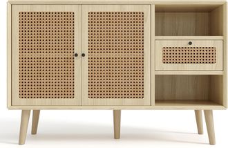 STILVORA Aparador Con 2 Puertas Magn&eacute;ticas, 1 Caj&oacute;n Y Estantes Regulables, Estilo Retro, En Mdf, 120&times;40&times;80 Cm, Roble