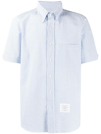 Thom Browne striped seersucker shirt - men - Cotton - 00 - Blue