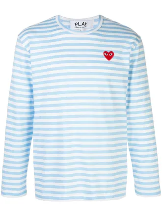 Comme Des Gar&ccedil;ons T-shirt a righe con logo - Blu
