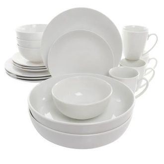 Elama Owen 18 Piece Porcelain Dinnerware Set with 2 Large Serving Bowls in White at Nordstrom