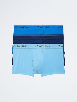 Calvin Klein Mens Micro Stretch 3-Pack Low Rise Trunk - Blue - XXL