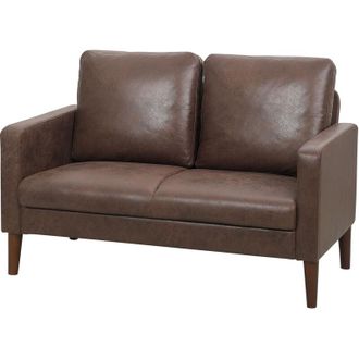 HOMCOM Divano 2 Posti Moderno con Gambe in Legno 130x78x85cm Marrone Scuro